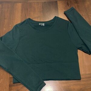 Aerie offline SEAMLESS Cropped Green Long Sleeve Shirt Size medium